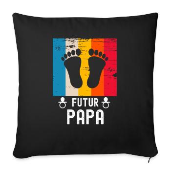 Futur papa père cadeau naissance vintage - Housse de coussin décorative 45 x 45 cm - noir - Devant