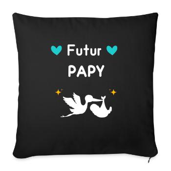 cadeau annonce grossesse papy futur papy - Housse de coussin décorative 45 x 45 cm - noir - Devant