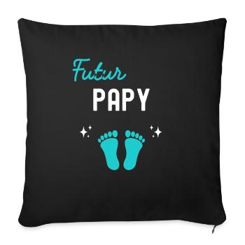 futur papy cadeau naissance grossesse papy - Housse de coussin décorative 45 x 45 cm - noir - Devant