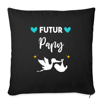 cadeau annonce grossesse futur papy grand-père - Housse de coussin décorative 45 x 45 cm - noir - Devant