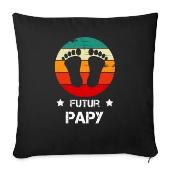 futur papy grand-père annonce grossesse vintage - Housse de coussin décorative 45 x 45 cm - noir - Devant