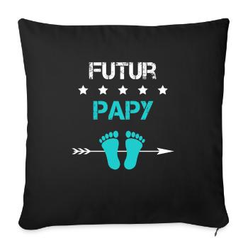 annonce grossesse papy grand-père pour futur papy - Housse de coussin décorative 45 x 45 cm - noir - Devant