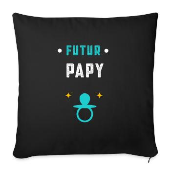 annonce grossesse cadeau futur papy - Housse de coussin décorative 45 x 45 cm - noir - Devant