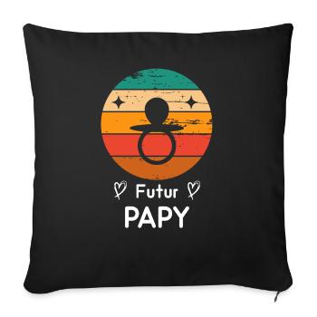 futur papy grand-père naissance grossesse retro - Housse de coussin décorative 45 x 45 cm - noir - Devant