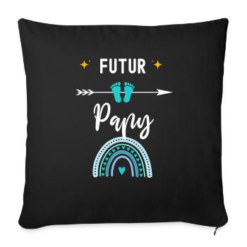 futur papy cadeau naissance papy grand-père - Housse de coussin décorative 45 x 45 cm - noir - Devant