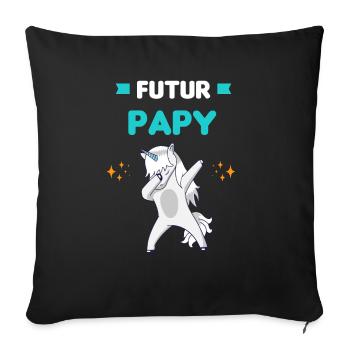 futur papy licorne dab annonce grossesse papy - Housse de coussin décorative 45 x 45 cm - noir - Devant