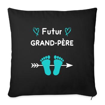 futur grand-père papy annonce grossess - Housse de coussin décorative 45 x 45 cm - noir - Devant