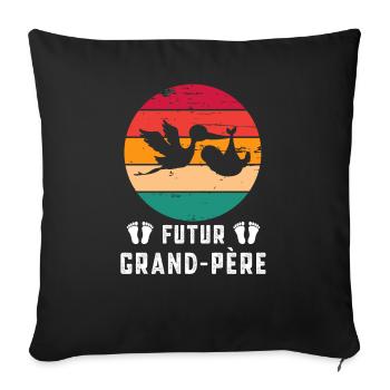 futur grand-père papy annonce grossesse retro - Housse de coussin décorative 45 x 45 cm - noir - Devant