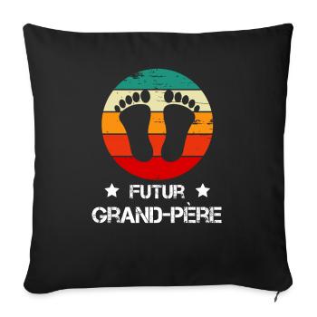 futur grand-père papy annonce grossesse vintage - Housse de coussin décorative 45 x 45 cm - noir - Devant