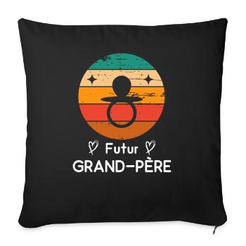 futur grand-père papy naissance grossesse retro - Housse de coussin décorative 45 x 45 cm - noir - Devant
