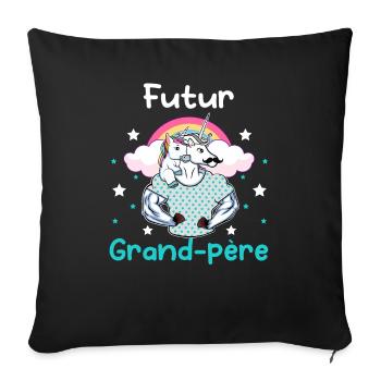 futur grand-père licorne annonce grossesse papy - Housse de coussin décorative 45 x 45 cm - noir - Devant