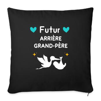 cadeau annonce grossesse futur arrière-grand-père - Housse de coussin décorative 45 x 45 cm - noir - Devant