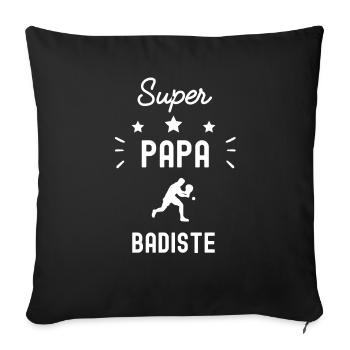 super papa badiste squash fête des pères - Housse de coussin décorative 45 x 45 cm - noir - Devant