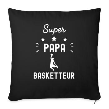 super papa basketteur basket fête des pères - Housse de coussin décorative 45 x 45 cm - noir - Devant