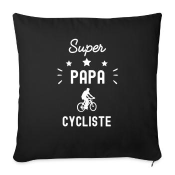 super papa cycliste vélo fête des pères - Housse de coussin décorative 45 x 45 cm - noir - Devant