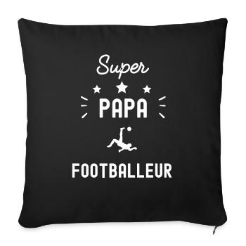 super papa footballeur foot fête des pères - Housse de coussin décorative 45 x 45 cm - noir - Devant