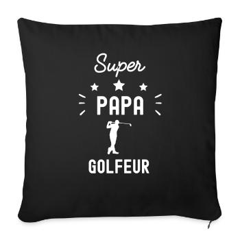 super papa golfeur golf fête des pères - Housse de coussin décorative 45 x 45 cm - noir - Devant