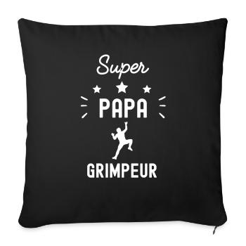 super papa grimpeur escalade fête des pères - Housse de coussin décorative 45 x 45 cm - noir - Devant