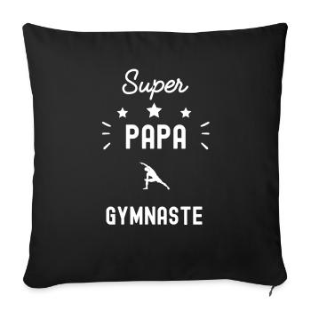 super papa gymnaste gym fête des pères - Housse de coussin décorative 45 x 45 cm - noir - Devant