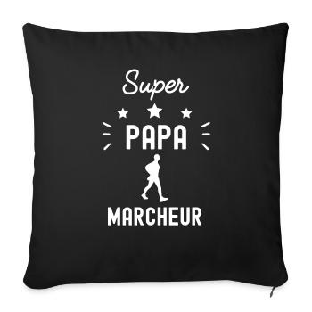 super papa marcheur marche fête des pères - Housse de coussin décorative 45 x 45 cm - noir - Devant