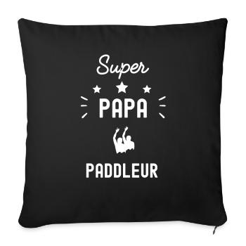super papa paddleur synchro fête des pères - Housse de coussin décorative 45 x 45 cm - noir - Devant