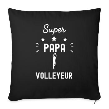 super papa volleyeur volleyball fête des pères - Housse de coussin décorative 45 x 45 cm - noir - Devant