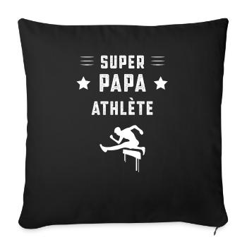 super papa athlète papa athlétisme cadeau père - Housse de coussin décorative 45 x 45 cm - noir - Devant