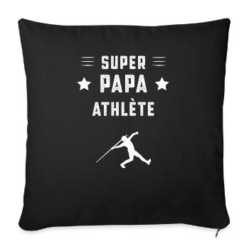 super papa athlète papa javelot cadeau père - Housse de coussin décorative 45 x 45 cm - noir - Devant