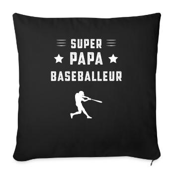 super papa baseballeur papa baseball cadeau père - Housse de coussin décorative 45 x 45 cm - noir - Devant