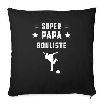 super papa bouliste papa bowling cadeau père - Housse de coussin décorative 45 x 45 cm - noir - Devant
