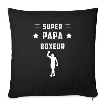 super papa boxeur papa boxe homme cadeau père - Housse de coussin décorative 45 x 45 cm - noir - Devant