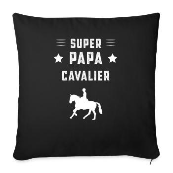 super papa cavalier papa équitation cheval cadeau - Housse de coussin décorative 45 x 45 cm - noir - Devant