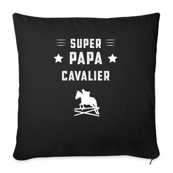 super papa cavalier papa équitation cadeau père - Housse de coussin décorative 45 x 45 cm - noir - Devant