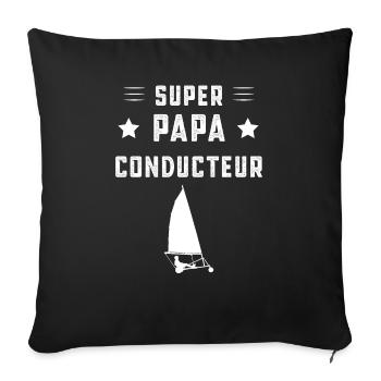 super papa conducteur papa char à voile cadeau - Housse de coussin décorative 45 x 45 cm - noir - Devant