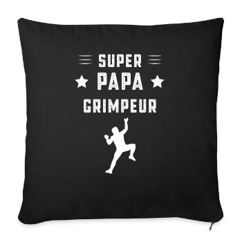 super papa grimpeur papa escalade cadeau père - Housse de coussin décorative 45 x 45 cm - noir - Devant