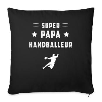 super papa handballeur papa handball cadeau père - Housse de coussin décorative 45 x 45 cm - noir - Devant