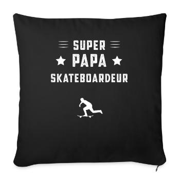 super papa skateboardeur papa skateboard cadeau - Housse de coussin décorative 45 x 45 cm - noir - Devant