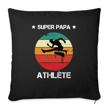 super papa athlète vintage athlétisme - Housse de coussin décorative 45 x 45 cm - noir - Devant