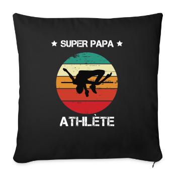 super papa athlète vintage saut en hauteur - Housse de coussin décorative 45 x 45 cm - noir - Devant