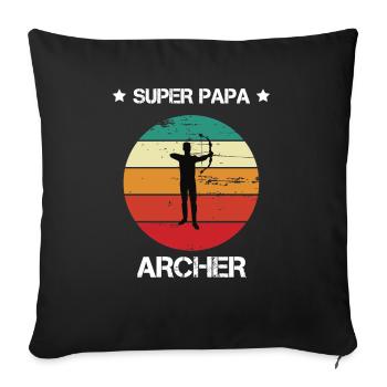 super papa archer vintage tir à l'arc - Housse de coussin décorative 45 x 45 cm - noir - Devant