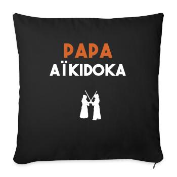 papa aïkidoka cadeau papa aïkido - Housse de coussin décorative 45 x 45 cm - noir - Devant