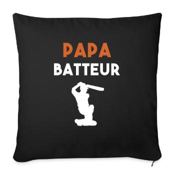 papa batteur cadeau papa cricket - Housse de coussin décorative 45 x 45 cm - noir - Devant