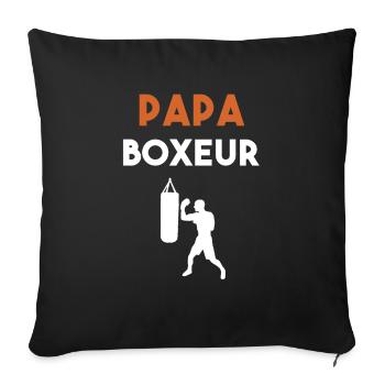 papa boxeur cadeau papa boxe - Housse de coussin décorative 45 x 45 cm - noir - Devant