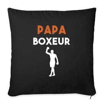 papa boxeur cadeau papa boxe homme - Housse de coussin décorative 45 x 45 cm - noir - Devant