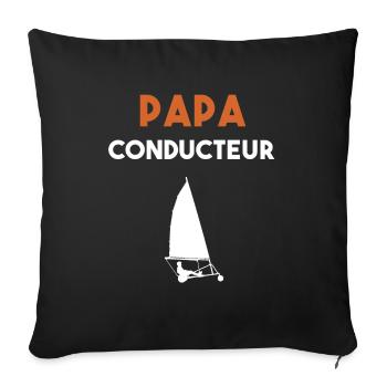 papa conducteur cadeau papa char à voile - Housse de coussin décorative 45 x 45 cm - noir - Devant
