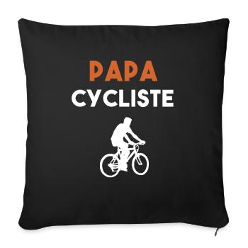 papa cycliste cadeau papa vélo - Housse de coussin décorative 45 x 45 cm - noir - Devant