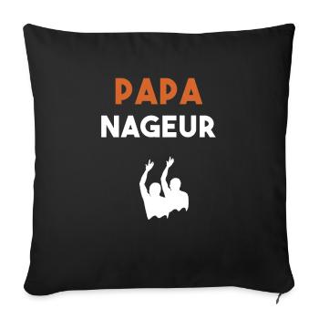 papa nageur cadeau papa synchro - Housse de coussin décorative 45 x 45 cm - noir - Devant