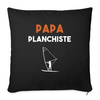 papa planchiste cadeau papa voile - Housse de coussin décorative 45 x 45 cm - noir - Devant