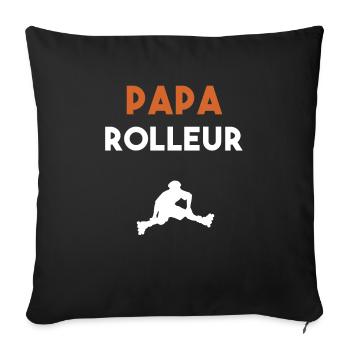 papa rolleur cadeau papa roller - Housse de coussin décorative 45 x 45 cm - noir - Devant