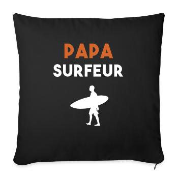 papa surfeur cadeau papa surf - Housse de coussin décorative 45 x 45 cm - noir - Devant